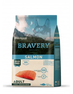 Bravery Adulto Medium y Large Salmon 12 kg.